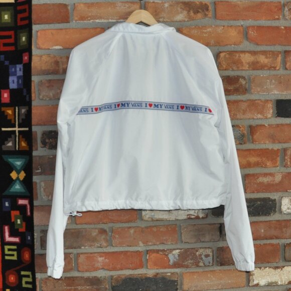 "I Love My Vans" Anorak Nylon White Cropped Windbreaker Bomber JACKET M - Picture 9 of 9